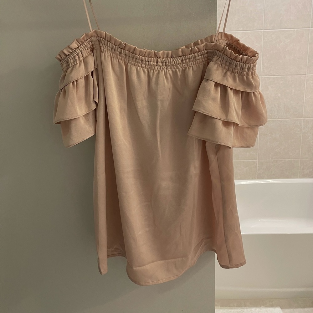Wayf Pink/Tan Strapless Top